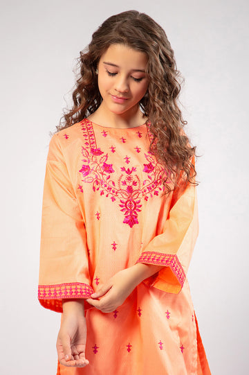 Peach Embroidered Teens 2PC