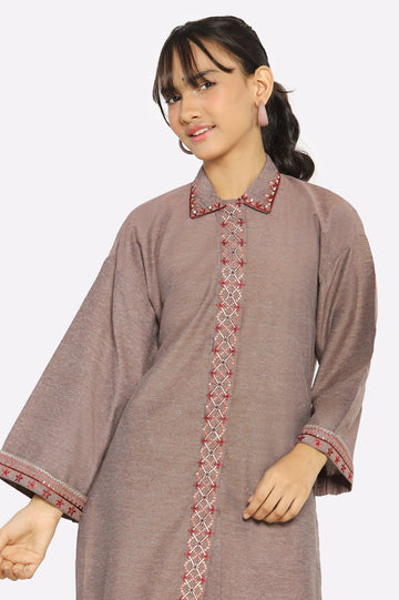 Embroidered Chambray-Pink Teens 2PC