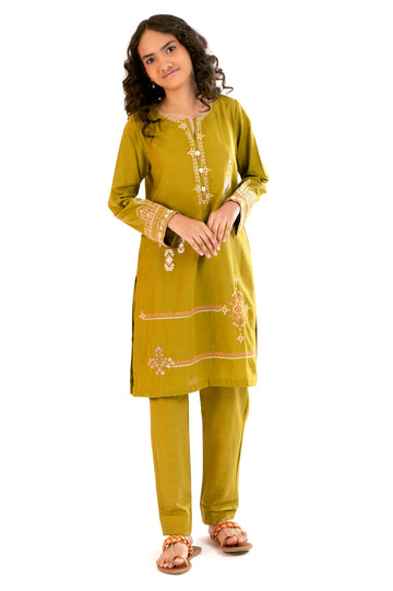 Olive Embroidered Teens 2PC