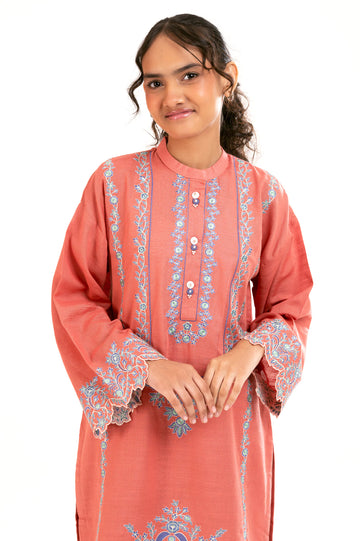 Peach Embroidered Teens 2PC