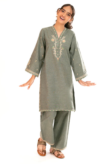 Green Embroidered Teens 2PC