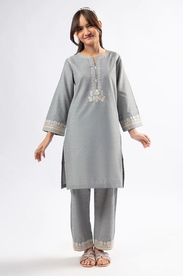 Grey Embroidered  Teens 2PC