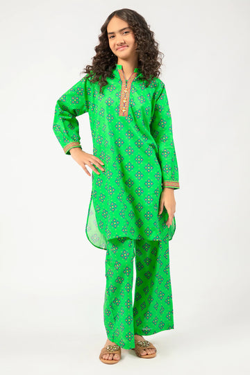 Parrot Green Printed Teens 2PC