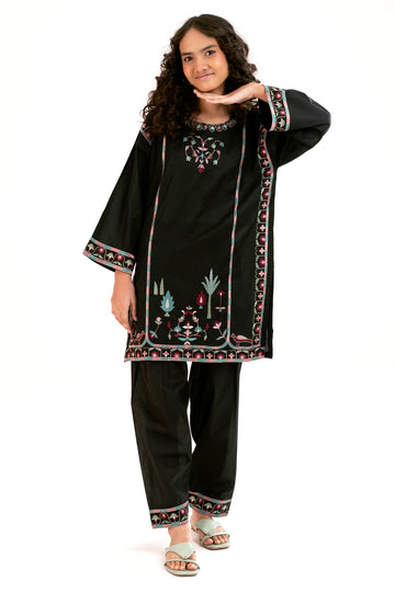 Black Embroidered Teens 2PC