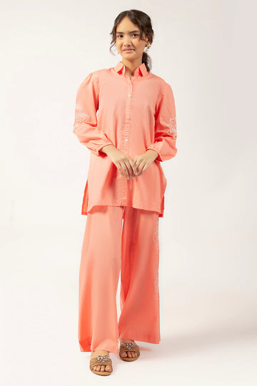 Peach Embroidered Teens 2PC