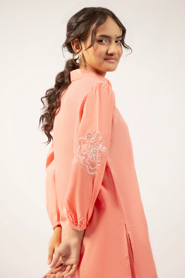 Peach Embroidered Teens 2PC