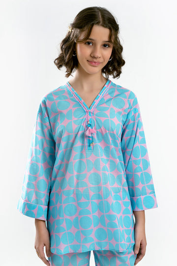 Sky Blue Printed Teens 2PC