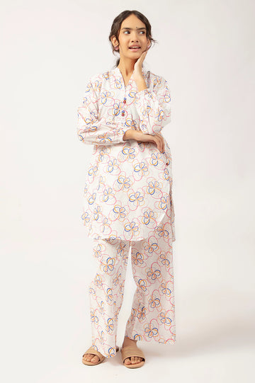 White Printed Teens 2PC