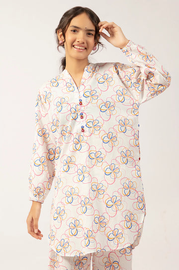 White Printed Teens 2PC