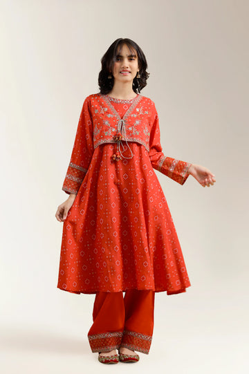 Red Embroidered Teens 2PC