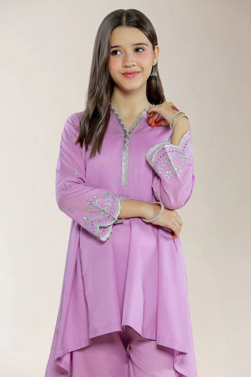Embroidered Cambric Lilac Teens 2PC