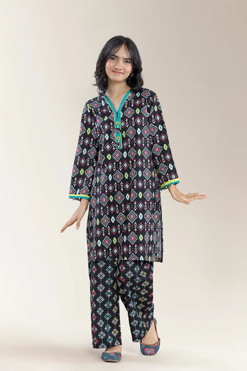 Printed Khaddar Black Teens 2PC
