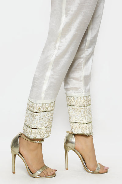 Beige Cotton Silk Trouser From Diners
