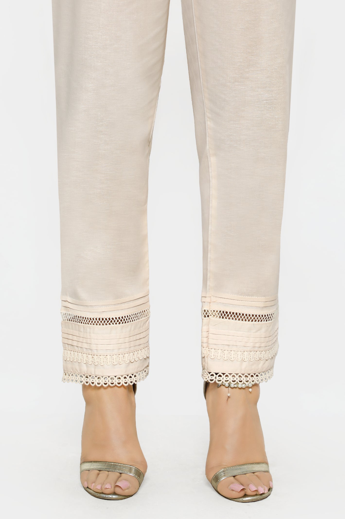 Beige Cambric Trouser From Diners