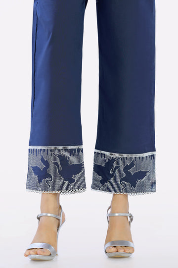 Blue Embroidered Trouser