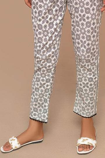 Beige Printed Trouser
