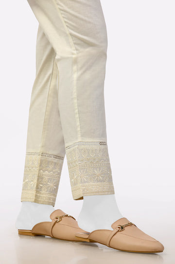 Cream Embroidered Trouser