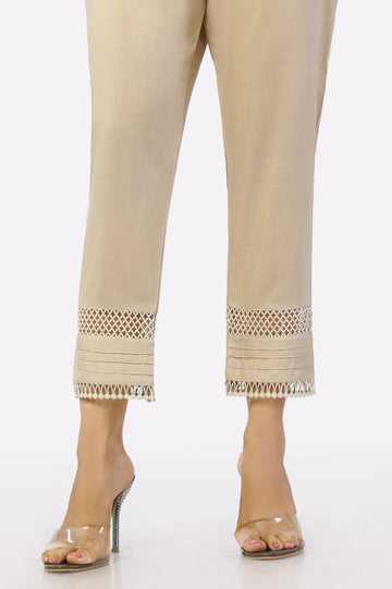 Women Classic Beige Viscose Trouser