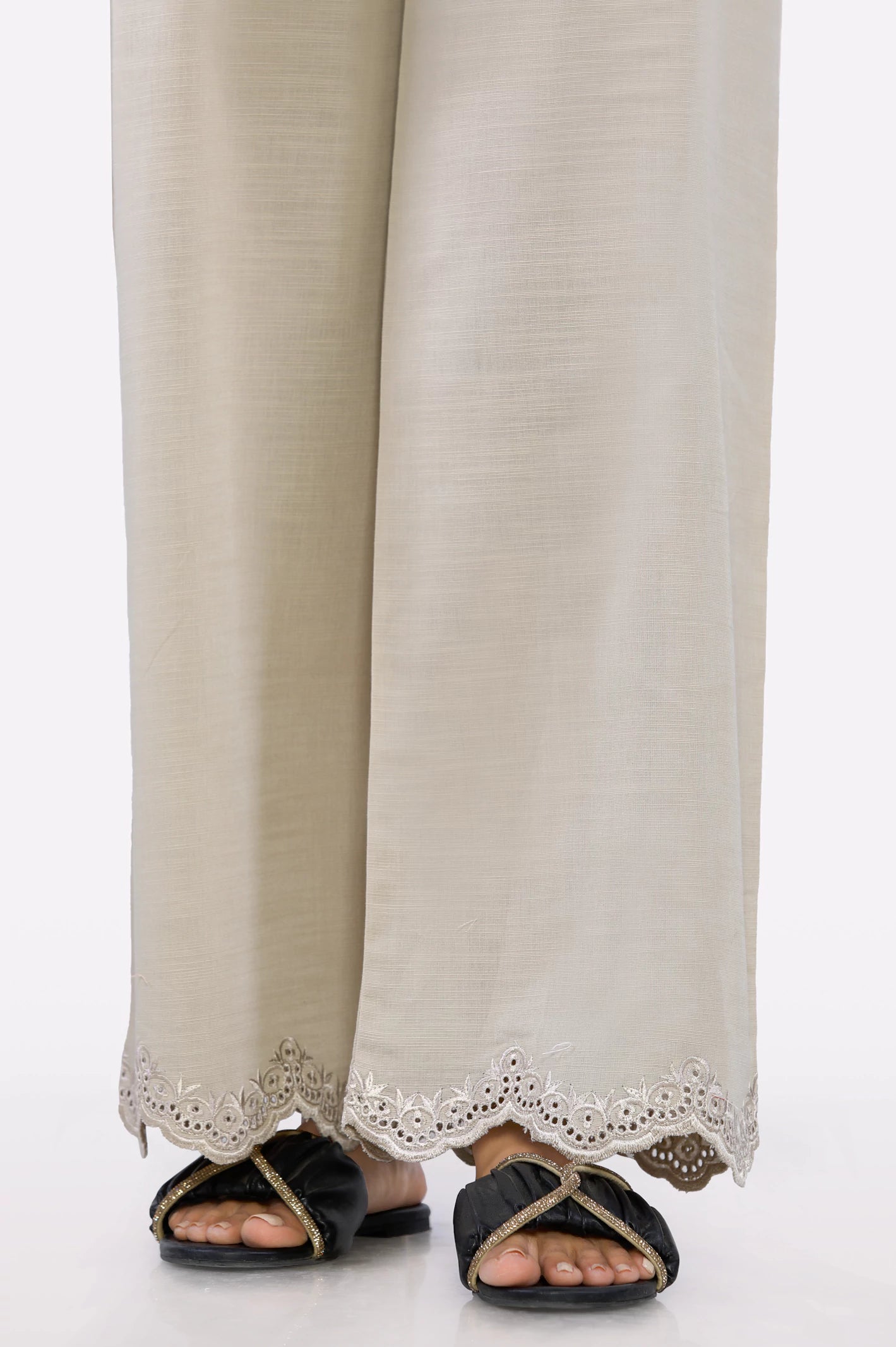 Beige Embroidered Trouser From Diners