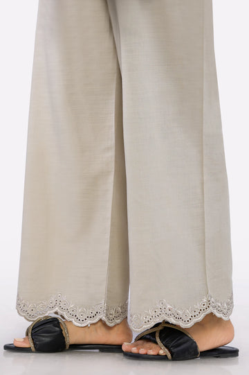 Beige Embroidered Trouser From Diners