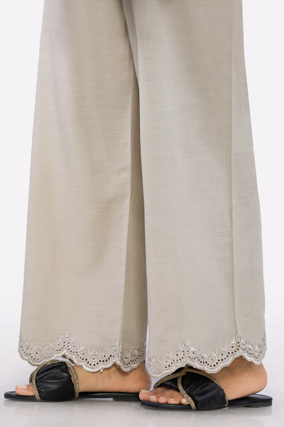 Beige Embroidered Trouser From Diners