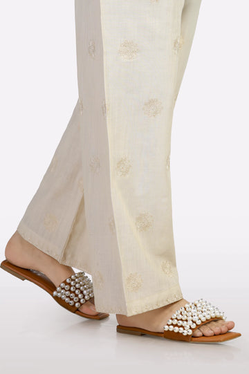 Cream Embroidered Trouser