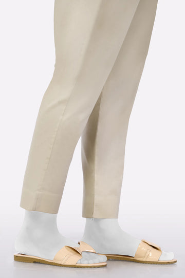 Beige Plain Trouser