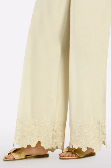 Cream Embroidered Trouser