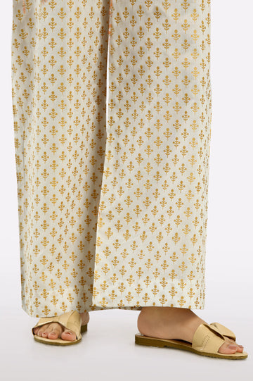 Cream Block Printed Trouser