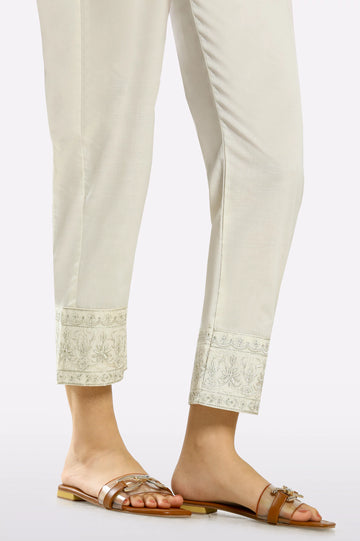Cream Embroidered Trouser