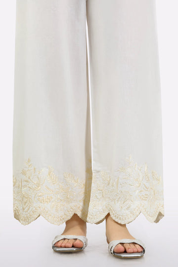 White Embroidered Trouser