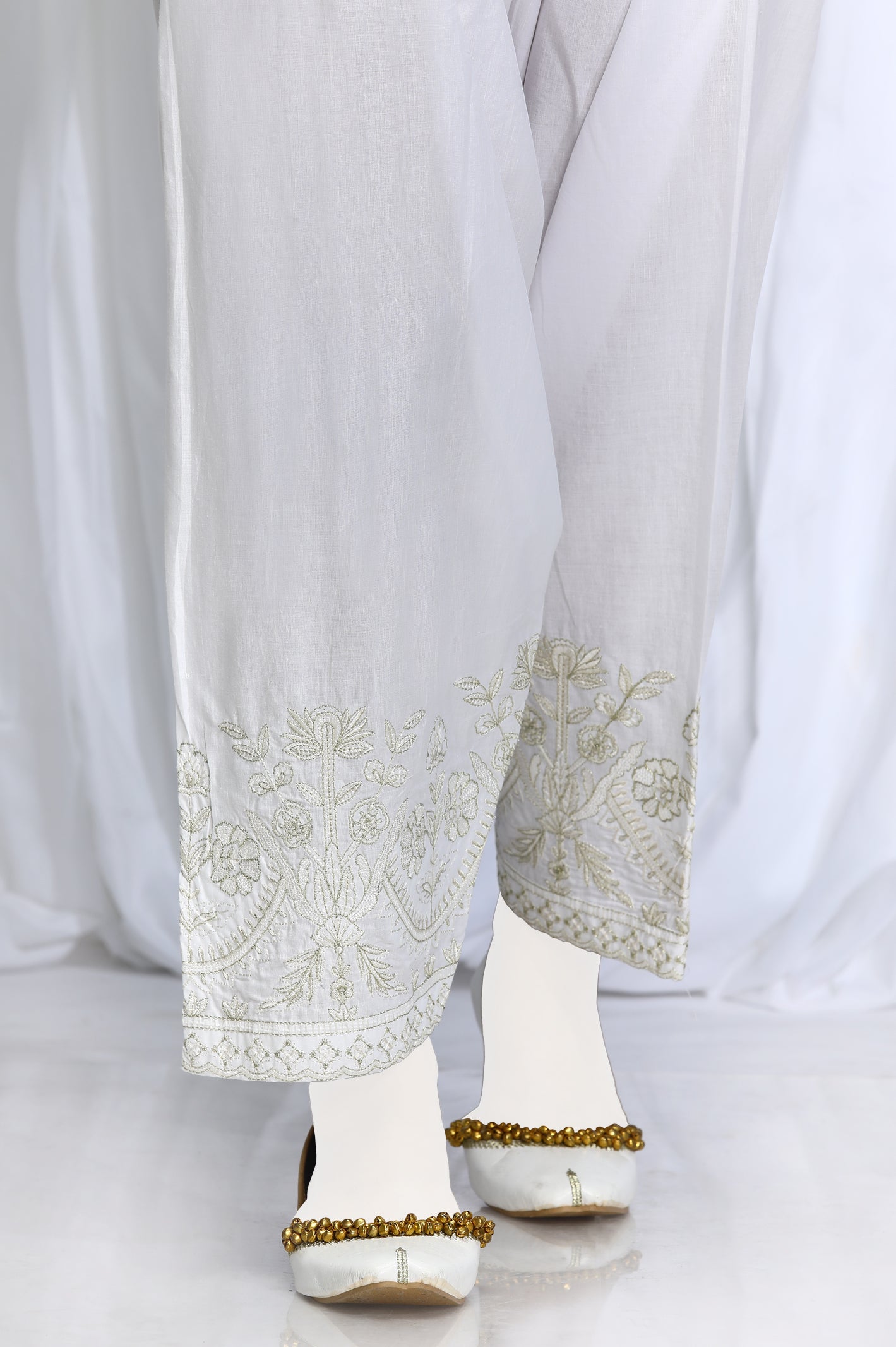 White Cambric Shalwar From Diners