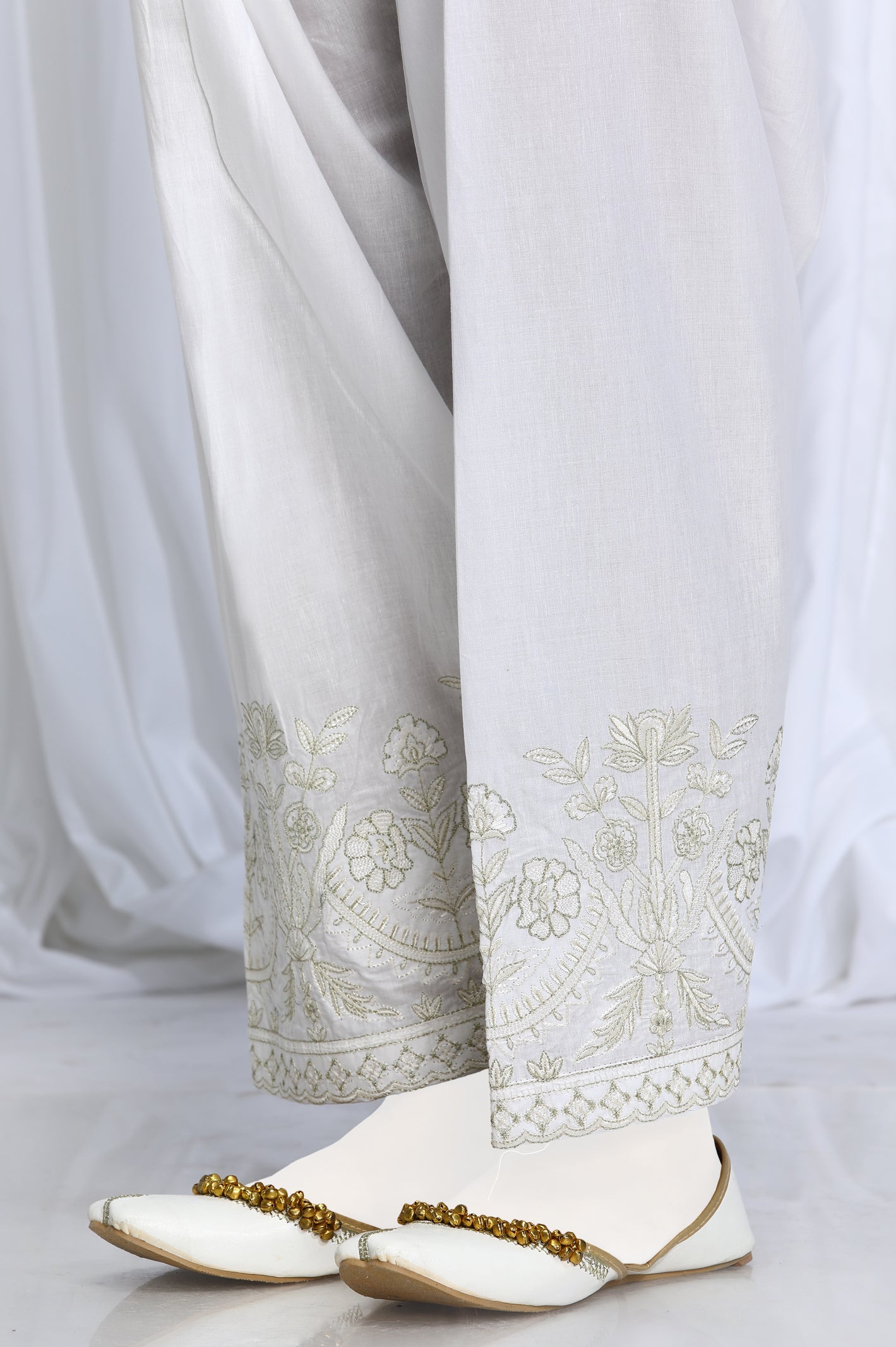 White Cambric Shalwar From Diners