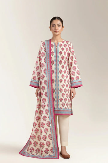 Printed Lawn-Off White Unstitched 3PC