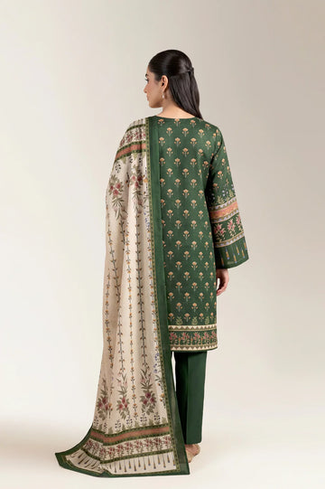 Printed Lawn-Dark Green Unstitched 3PC