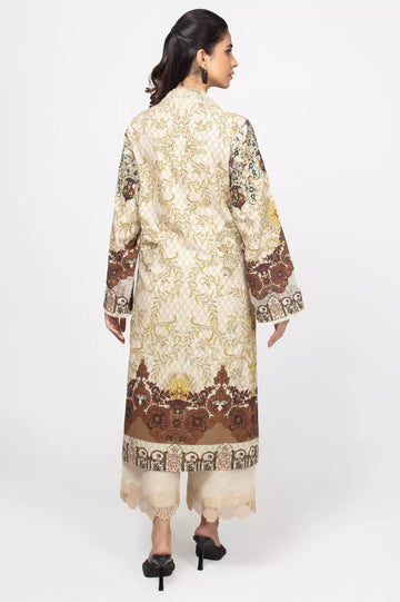 Beige Khaddar Printed 1PC Unstitched Kurti From Diners