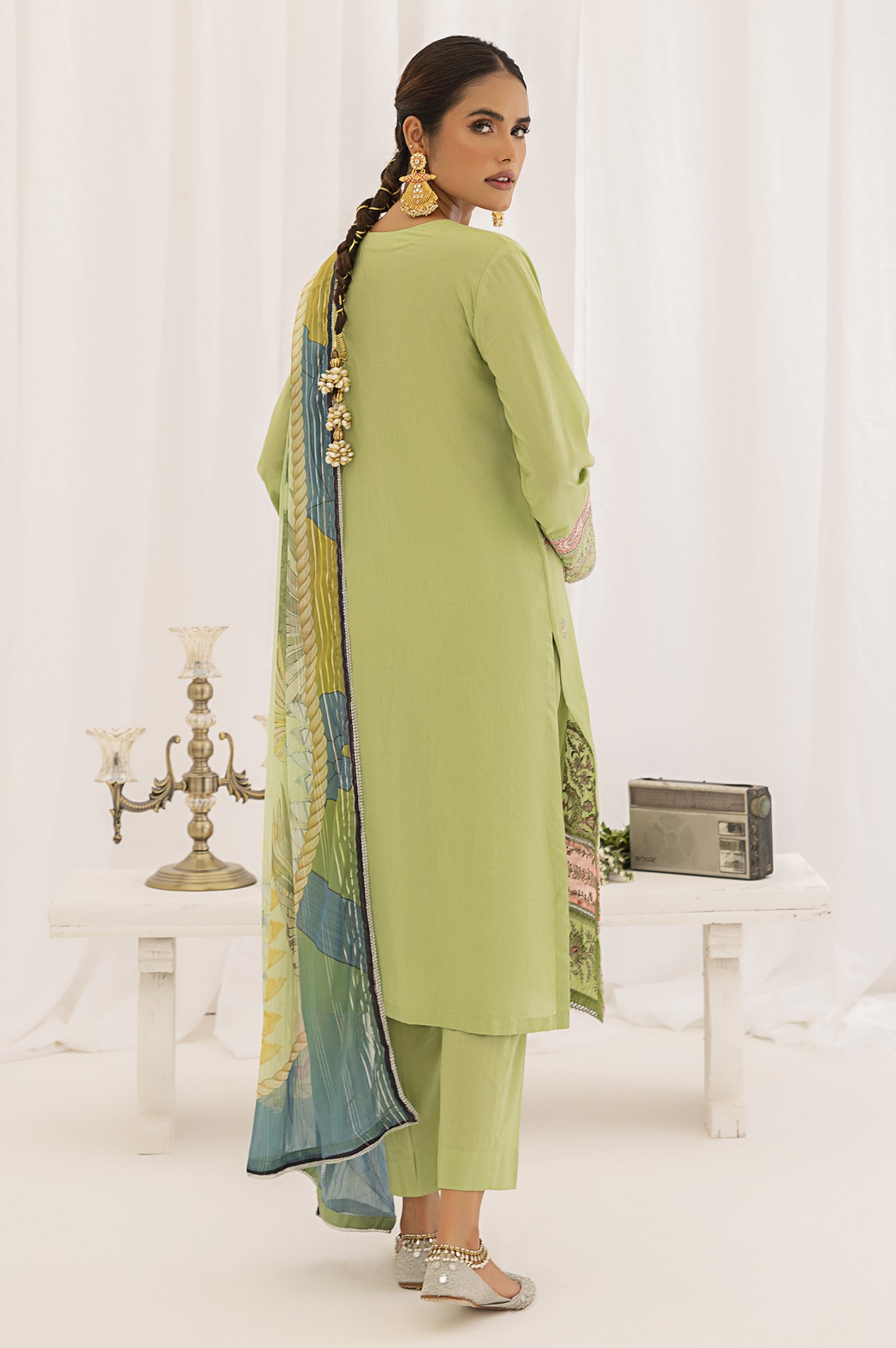 3PC Unstitched Embroidered Printed Suit From Diners