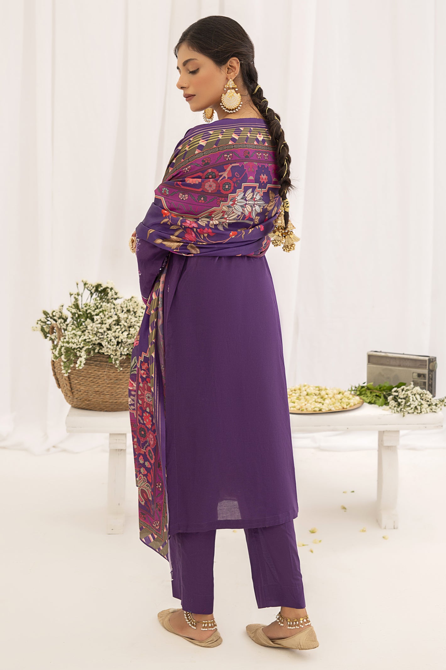 3PC Unstitched Embroidered Printed Suit From Diners