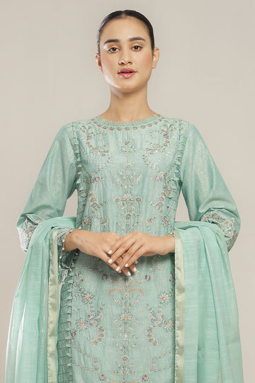 3PC Unstitched Embroidered