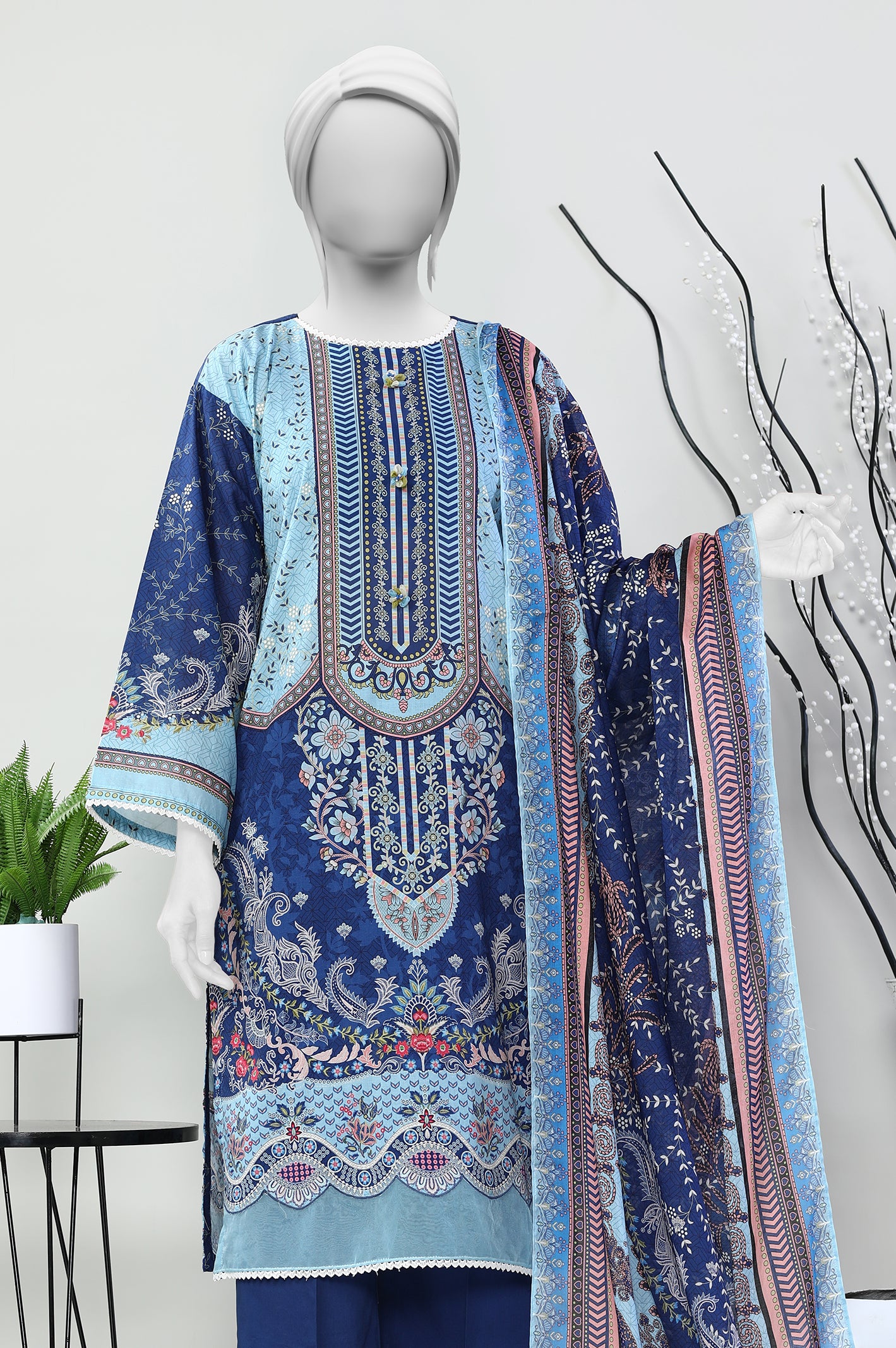 3PC Unstitched Lawn Printed Suit From Diners