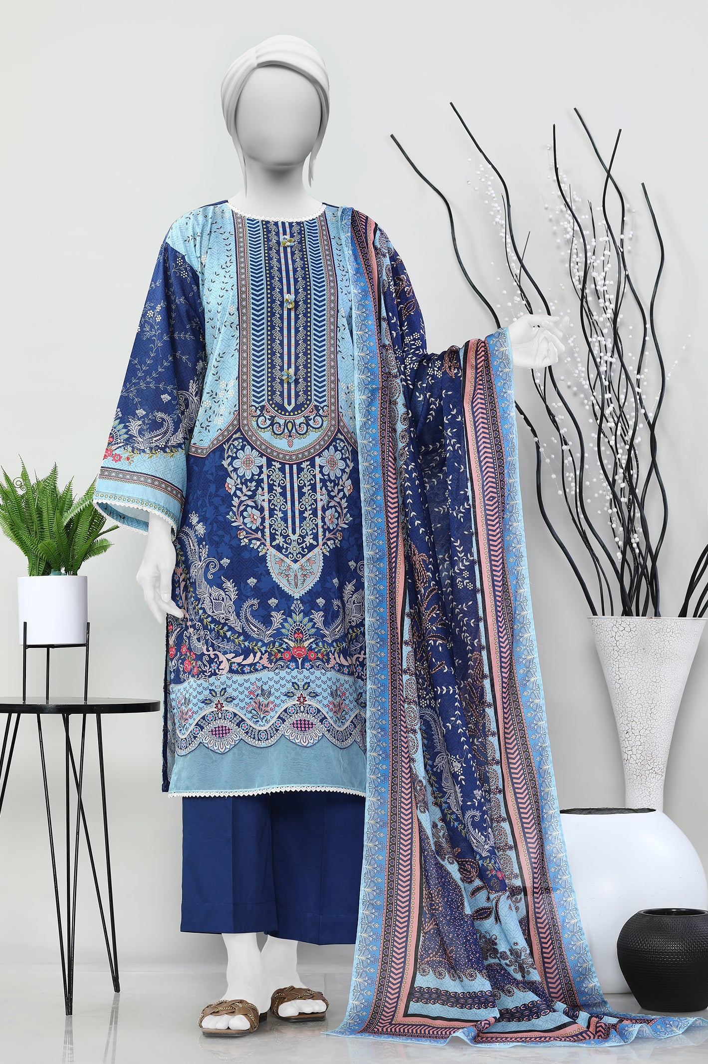 3PC Unstitched Lawn Printed Suit From Diners