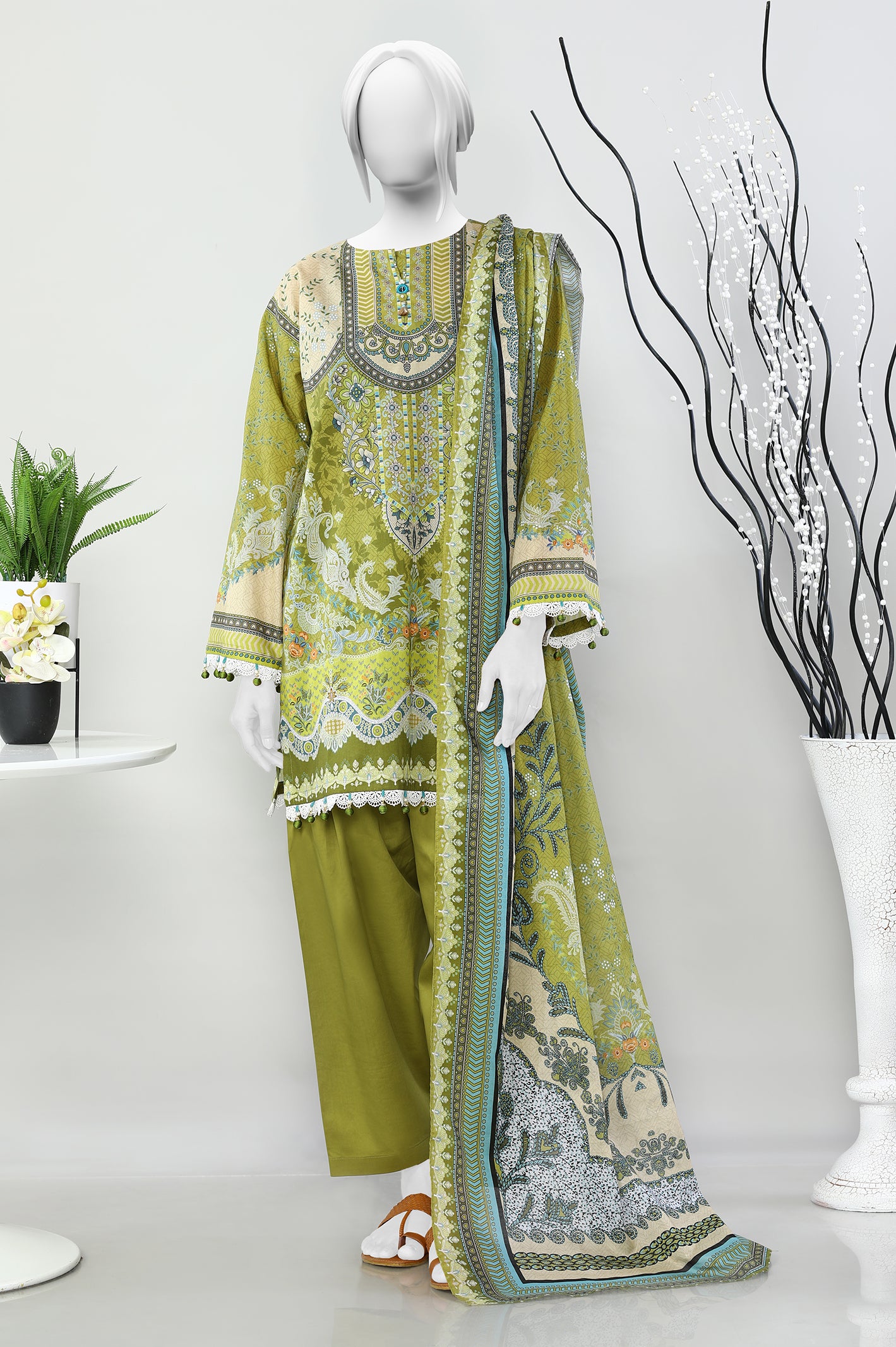 3PC Unstitched Lawn Printed Suit From Diners