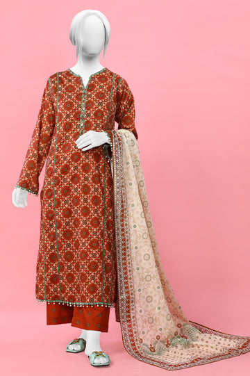 3PC Unstitched Lawn Printed Suit From Diners