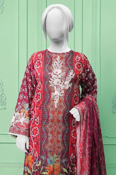 3PC Unstitched Embroidered Printed Suit From Diners