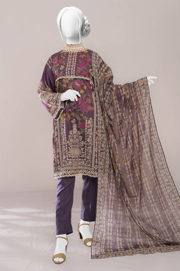 Purple Printed 3PC Unstitched