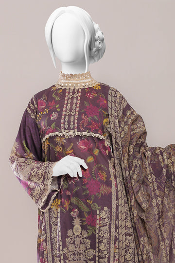 Purple Printed 3PC Unstitched