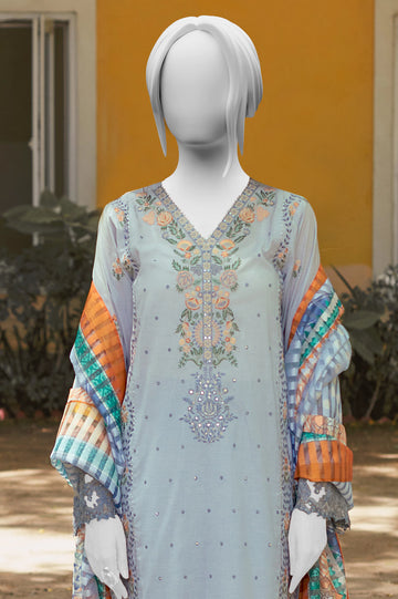 3PC Unstitched Embroidered