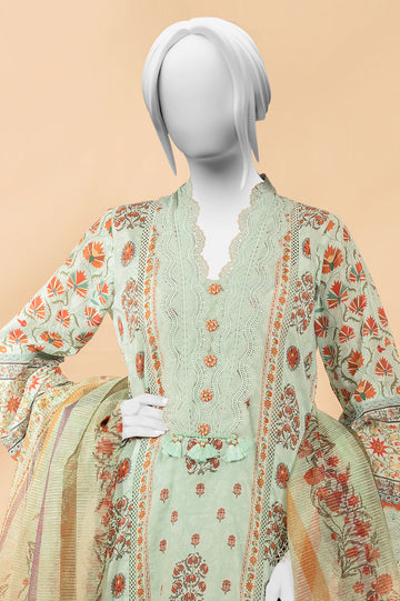 Light Green Printed 3PC Unstitched