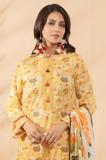 3PC Unstitched Lawn Printed Suit From Diners
