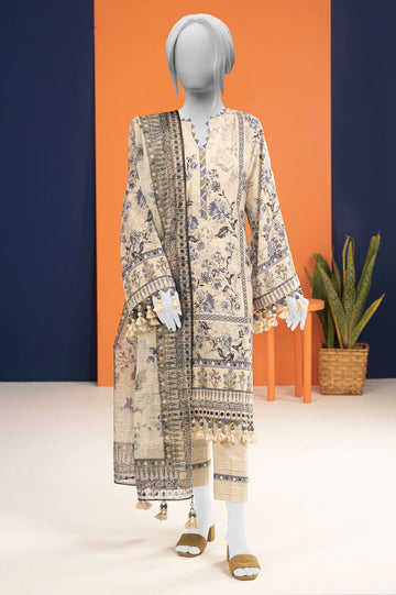 Off White Printed 3PC Unstitched